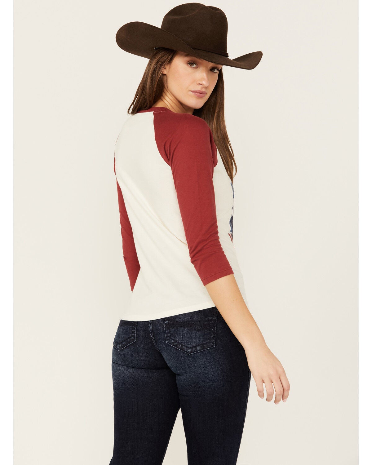 Image #4 - Shyanne Women's 3/4 Sleeve Split Neck Graphic Tee, Cream, hi-res