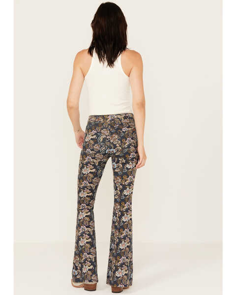 Image #3 - Rock & Roll Denim Women's Floral Print High Rise Button Bargain Bell Flare Jeans, Multi, hi-res