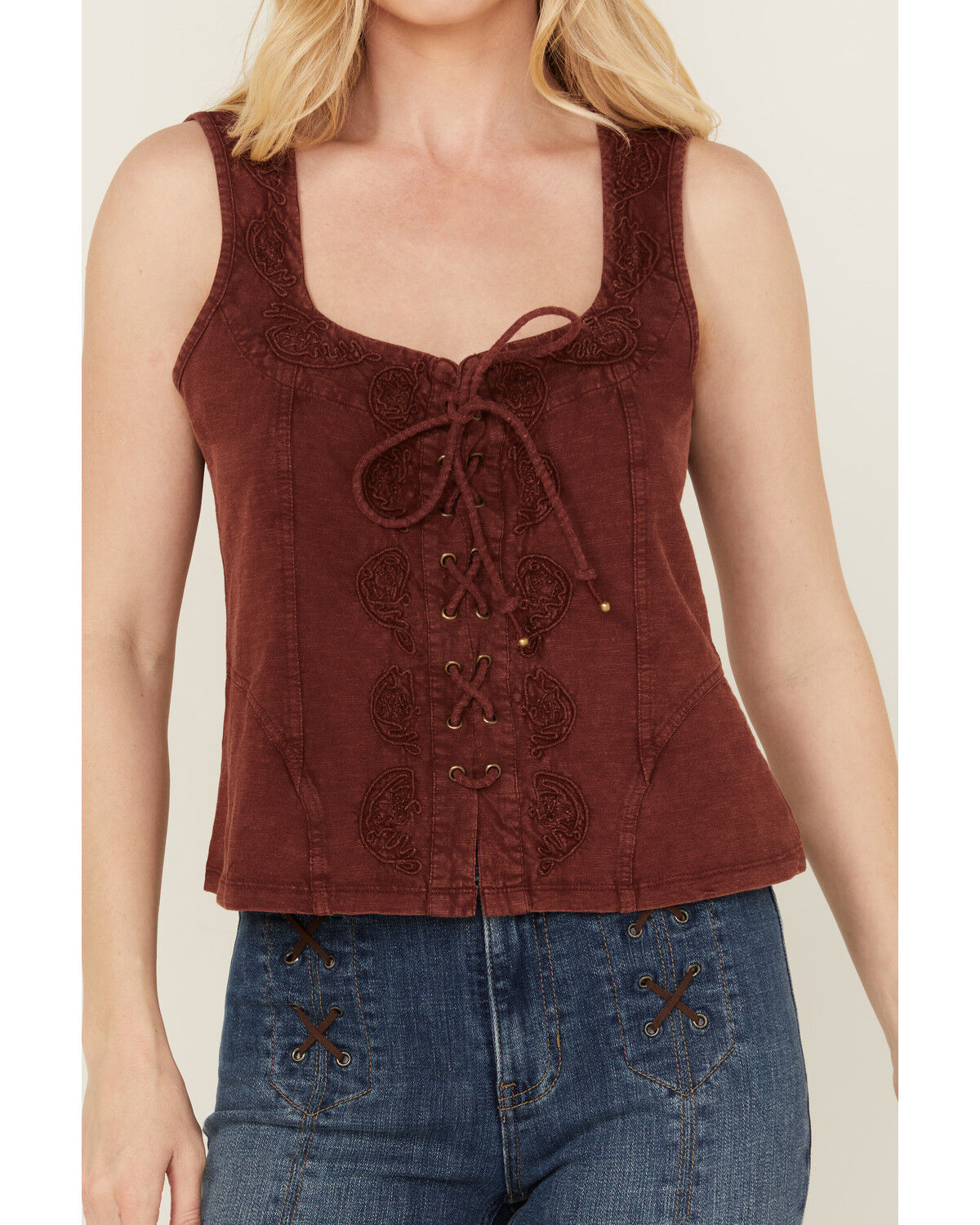 Image #3 - Idyllwind Women's Oriel Bustier Tank, Mahogany, hi-res