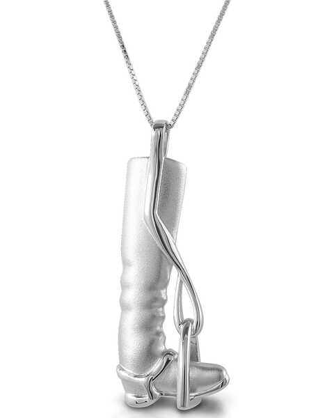 Image #1 -  Kelly Herd Women's Large Tall Boot Stirrup Necklace , Silver, hi-res