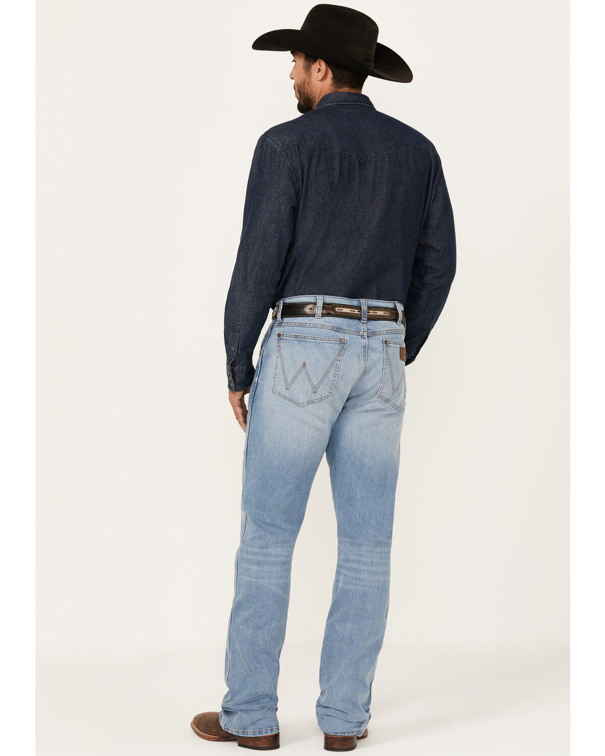 Image #3 - Wrangler Retro Men's Woodmere Light Wash Slim Bootcut Stretch Denim Jeans, Light Wash, hi-res