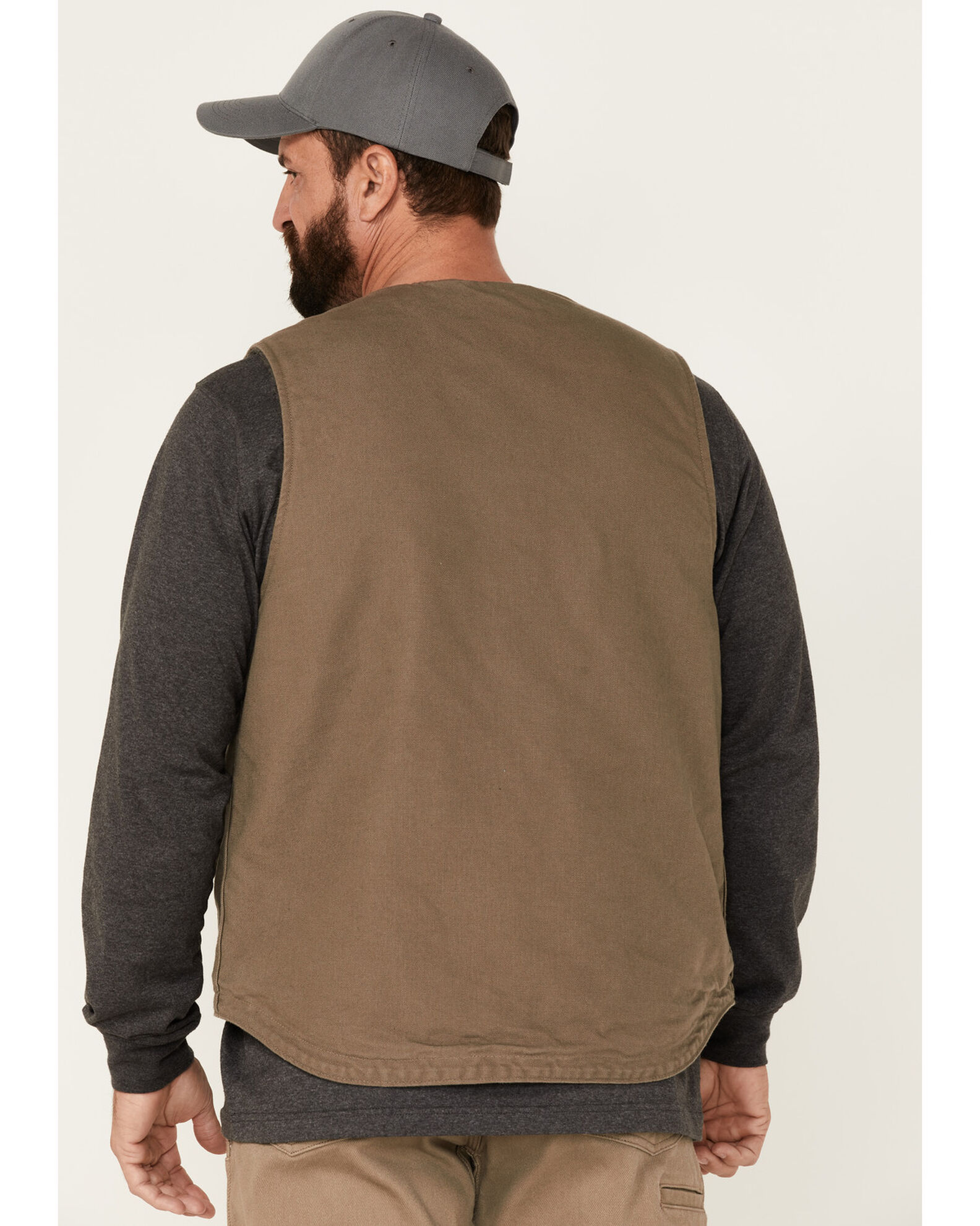 Product Name: Carhartt Men's Dark Brown Washed Duck Sherpa Lined Vest