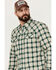 Image #2 - Moonshine Spirit Men's Last Call Dobby Plaid Print Long Sleeve Pearl Snap Western Shirt, Natural, hi-res