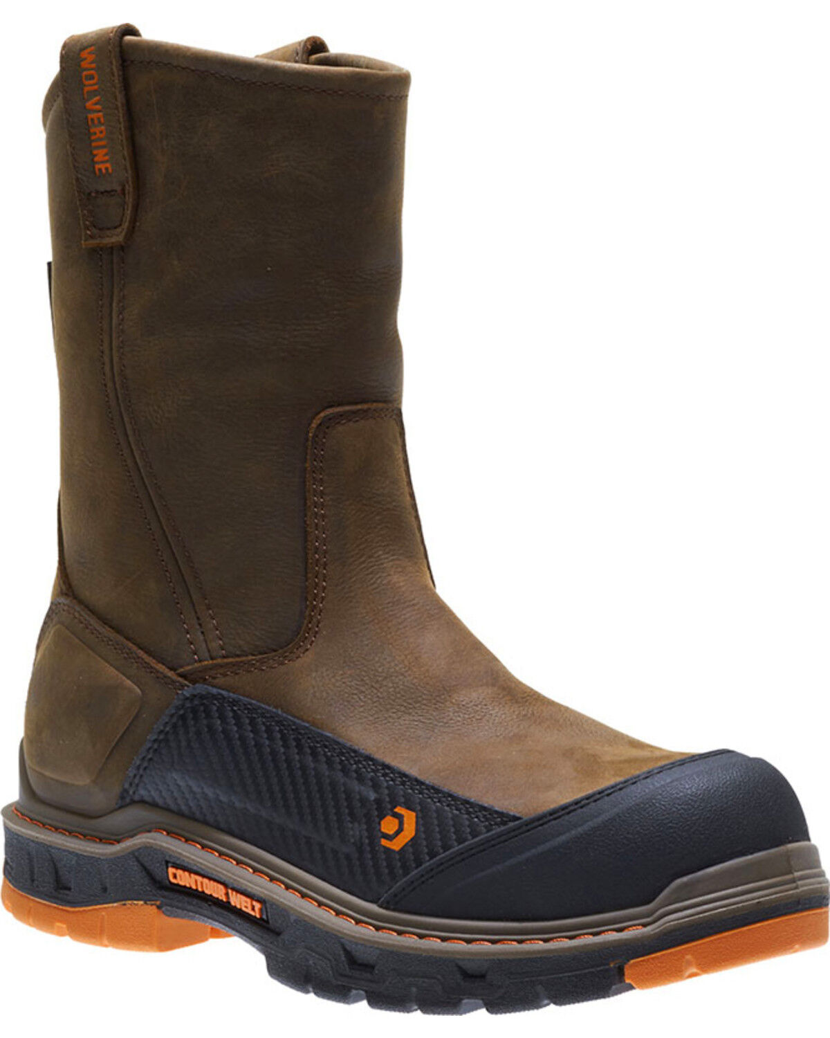 Image #1 - Wolverine Men's Overpass CarbonMAX Waterproof Wellington Boots - Composite Toe, Brown, hi-res