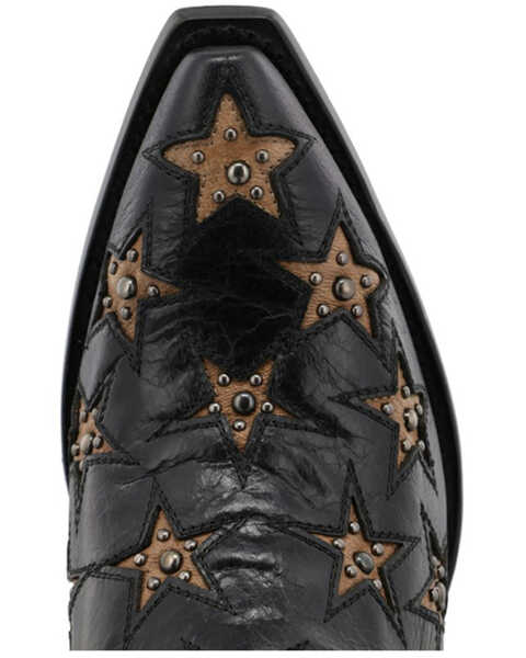 Image #6 - Black Star Women's Marfa Star Inlay Studded Leather Western Boot - Snip Toe , Black, hi-res
