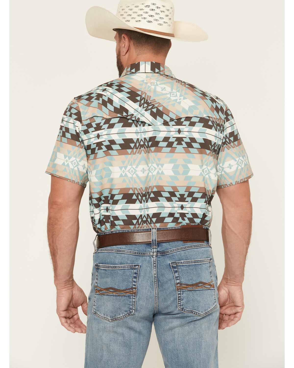 Image #4 - RANK 45® Men's Eagle Pass Southwestern Print Short Sleeve Snap Performance Western Shirt, Multi, hi-res