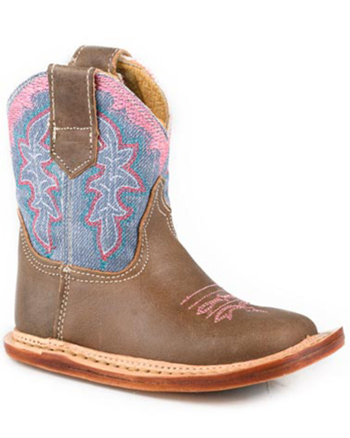 Image #1 - Roper Infant Girls' Cowbabies Bella Western Boots - Broad Square Toe, Brown, hi-res