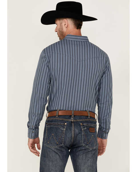 Image #5 - Blue Ranchwear Men's Yarn-Dye Stripe Long Sleeve Snap Western Workshirt , Indigo, hi-res