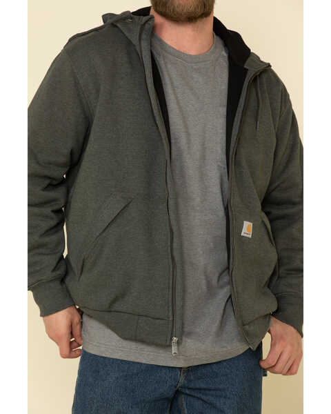 Image #5 - Carhartt Men's Rain Defender Thermal Lined Zip Hooded Work Sweatshirt, Charcoal, hi-res