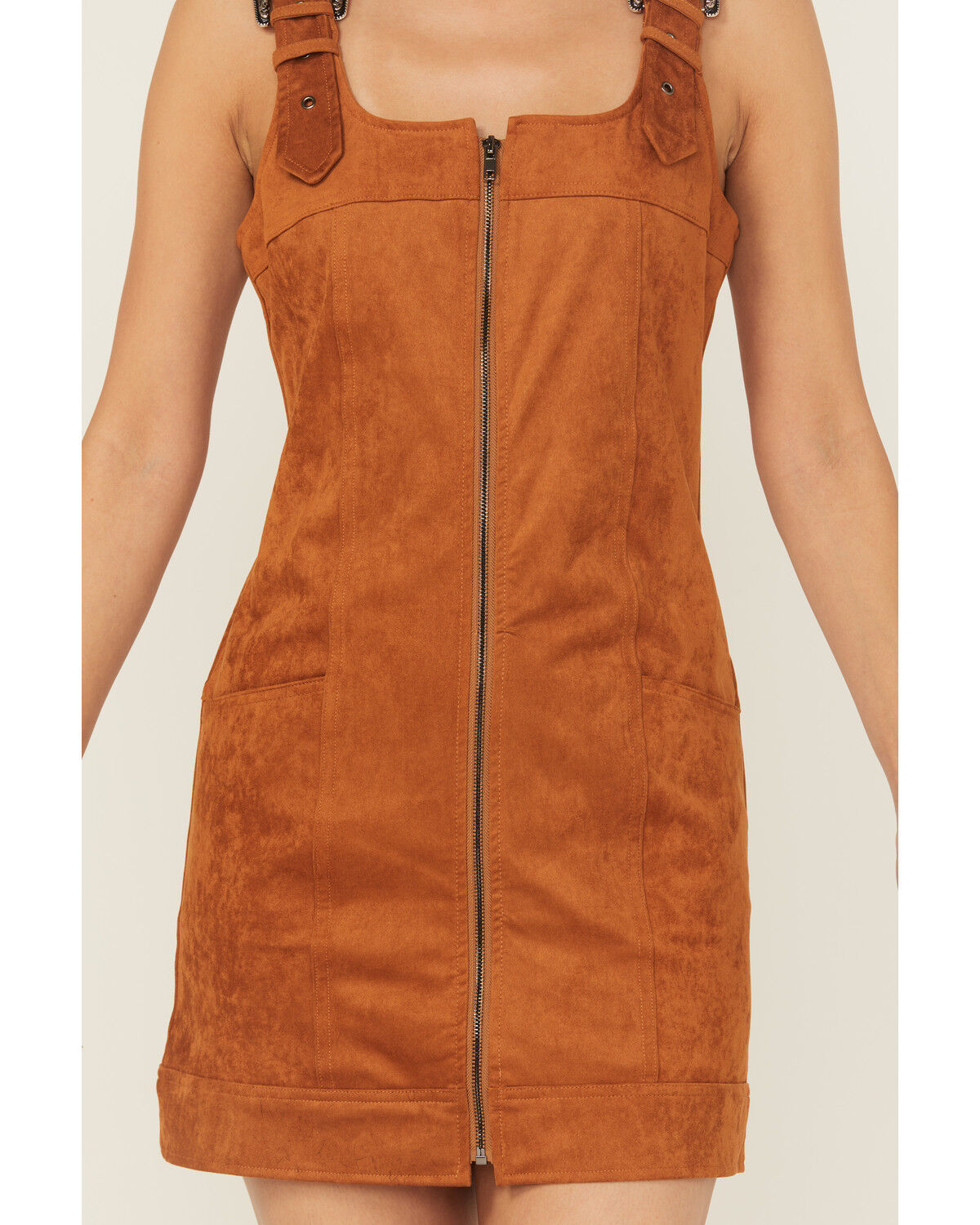 Image #3 - Blue B Women's Buckle Strap Mini Dress, Caramel, hi-res