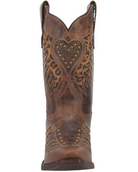 Image #4 - Laredo Women's Stella Leopard Print Inlay Studded Western Boots - Snip Toe, Brown, hi-res