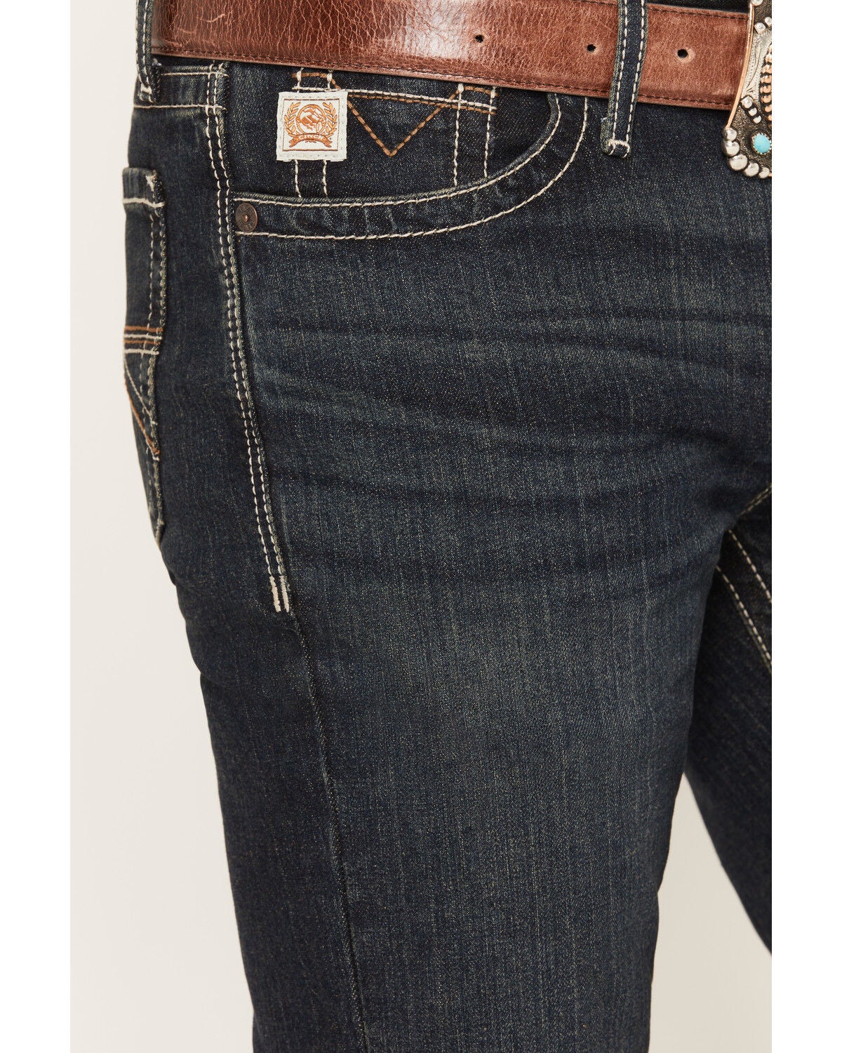 Image #2 - Cinch Men's Dark Wash Slim Bootcut Performance Stretch Denim Jeans, Dark Wash, hi-res