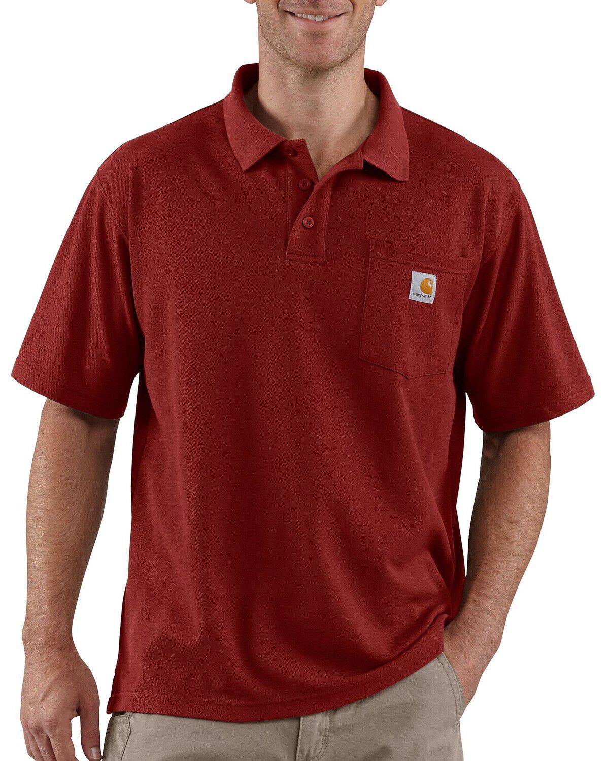 Image #1 - Carhartt Men's Contractor's Pocket Short Sleeve Polo Work Shirt - Big & Tall, , hi-res