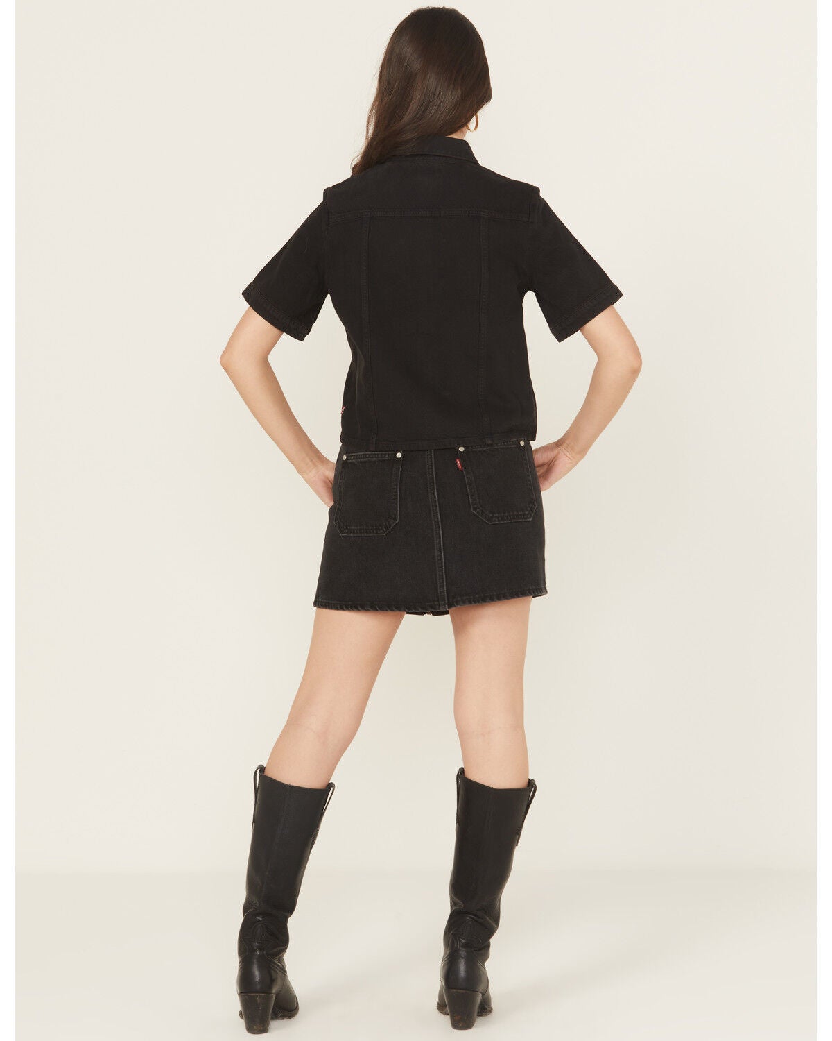 Image #3 - Levi's Women's Moto Icon Zipper Front Denim Mini Skirt, Black, hi-res
