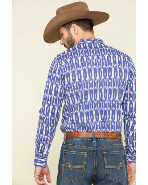 Image #2 - Rock & Roll Denim Men's Ikat Southwestern Print Long Sleeve Western Shirt , Blue, hi-res