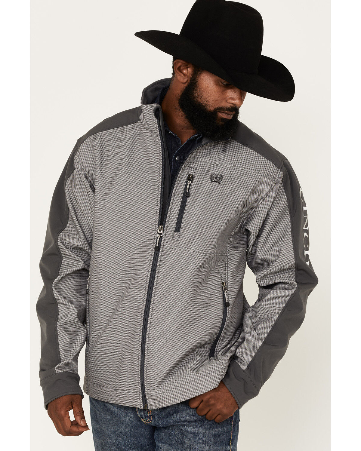 Image #2 - Cinch Men's Textured Logo Concealed Carry Softshell Jacket, , hi-res