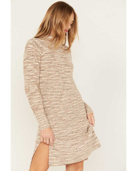 Image #2 - Cleo + Wolf Women's Marled Turtleneck Sweater Dress, Oatmeal, hi-res