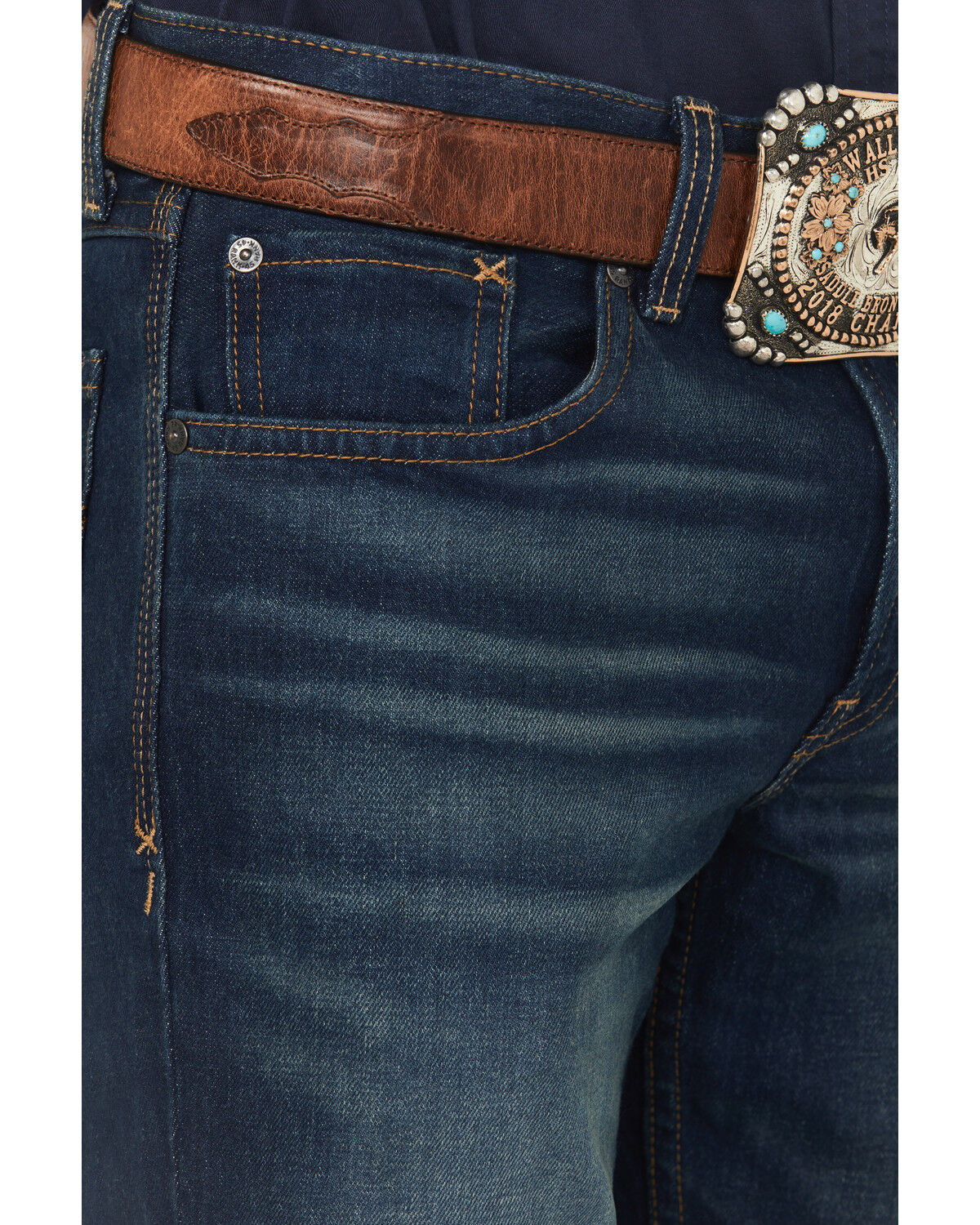 Image #2 - RANK 45® Men's Coyote Dark Wash Slim Straight Durable Stretch Denim Jeans, Dark Wash, hi-res