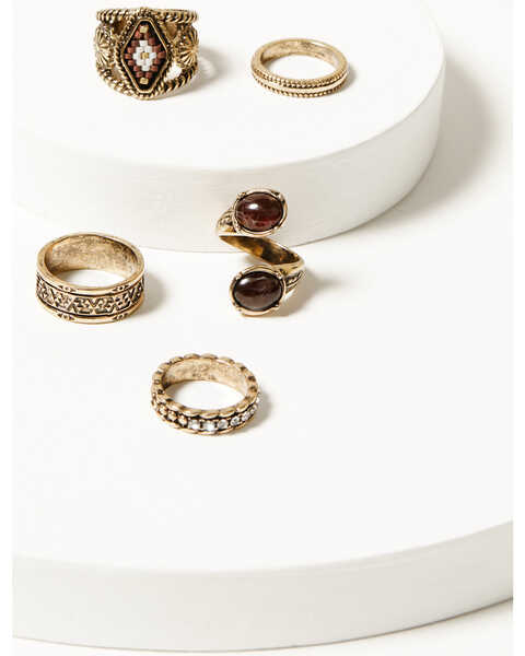 Shyanne Women's Summer Moon Antique Gemstone Ring Set , Gold, hi-res