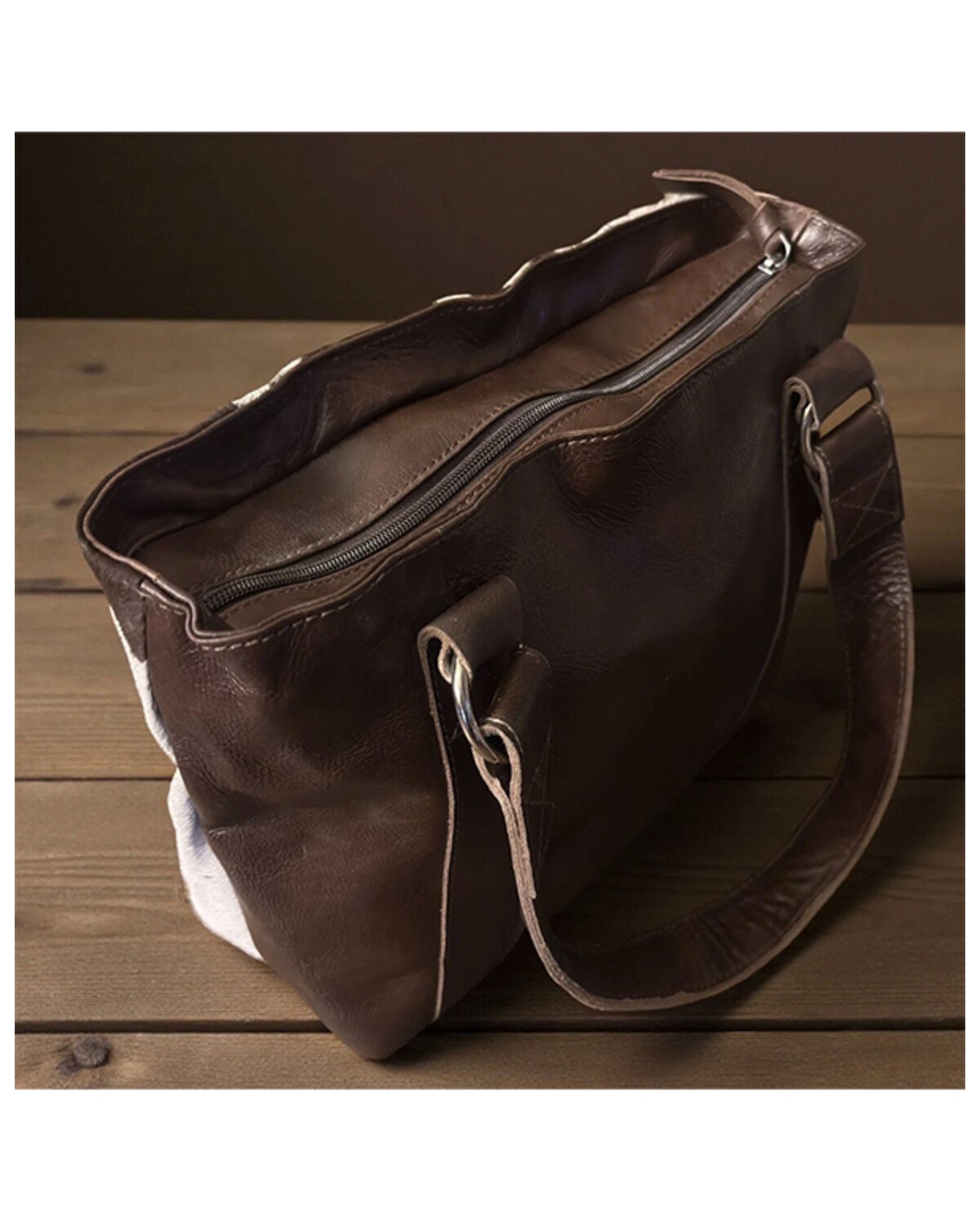 Image #4 - Ranch Junkie Women's Highlands Genuine Cowhide Tote Handbag, Chocolate, hi-res
