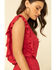 Stetson Women's Red Textured Ruffle Maxi Dress, Red, hi-res