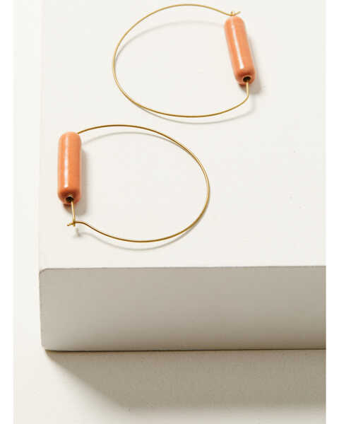 Image #1 - Ink + Alloy Women's Beaded Ceramic Half Moon Hoop Earrings, Orange, hi-res