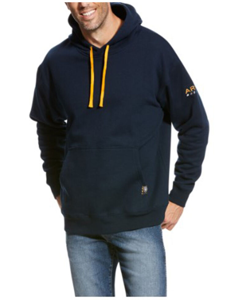 Ariat Men's Rebar Navy Logo Hooded Sweatshirt - Big & Tall, Navy, hi-res