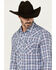 Image #2 - Wrangler Retro Men's Plaid Print Long Sleeve Snap Western Shirt, Blue, hi-res