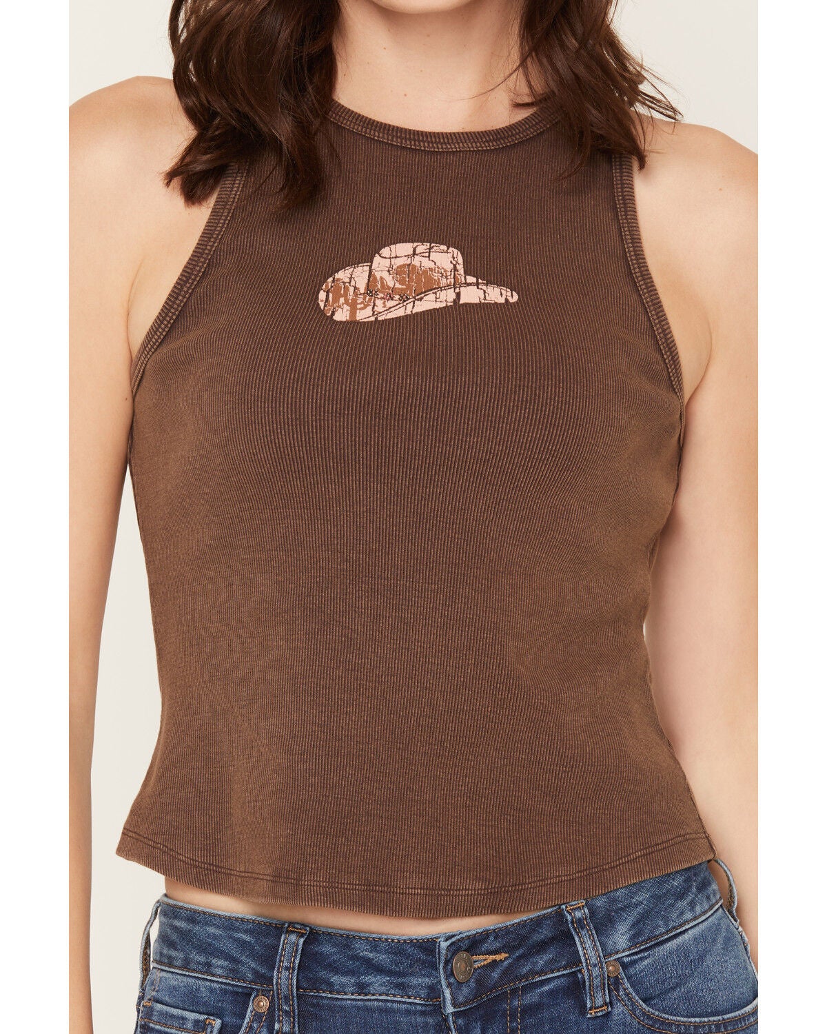Image #3 - Shyanne Women's Robin Hat Graphic Tank Top, Dark Brown, hi-res