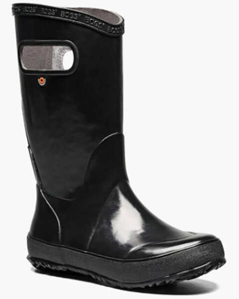 Bogs Girls' Solid Rain Boots - Round Toe, Black, hi-res