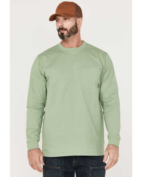 Hawx Men's Solid Loden Forge Long Sleeve Work Pocket T-Shirt - Tall , Loden, hi-res