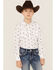 Image #1 - Ariat Girls' R.E.A.L Thunderbird Print Long Sleeve Stretch Snap Western Shirt, White, hi-res