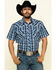 Image #1 - Cowboy Hardware Men's Heeler Plaid Short Sleeve Western Shirt , Blue, hi-res
