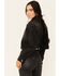Image #4 - Vibrant Denim Women's Rhinestone Cropped Denim Trucker Jacket, Black, hi-res