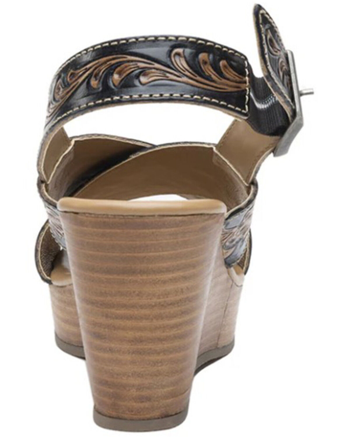 Image #4 - Myra Bag Women's Flower Ridge Hand-Tooled Sandals, Brown, hi-res