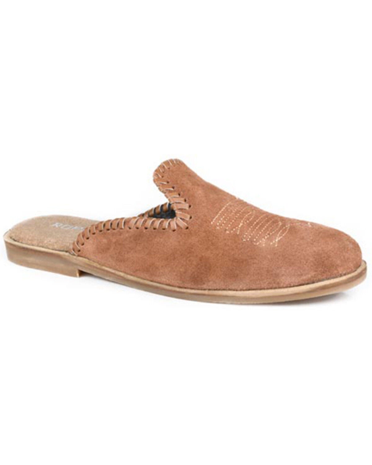 Image #1 - Roper Women's Hampton Suede Mules, Brown, hi-res