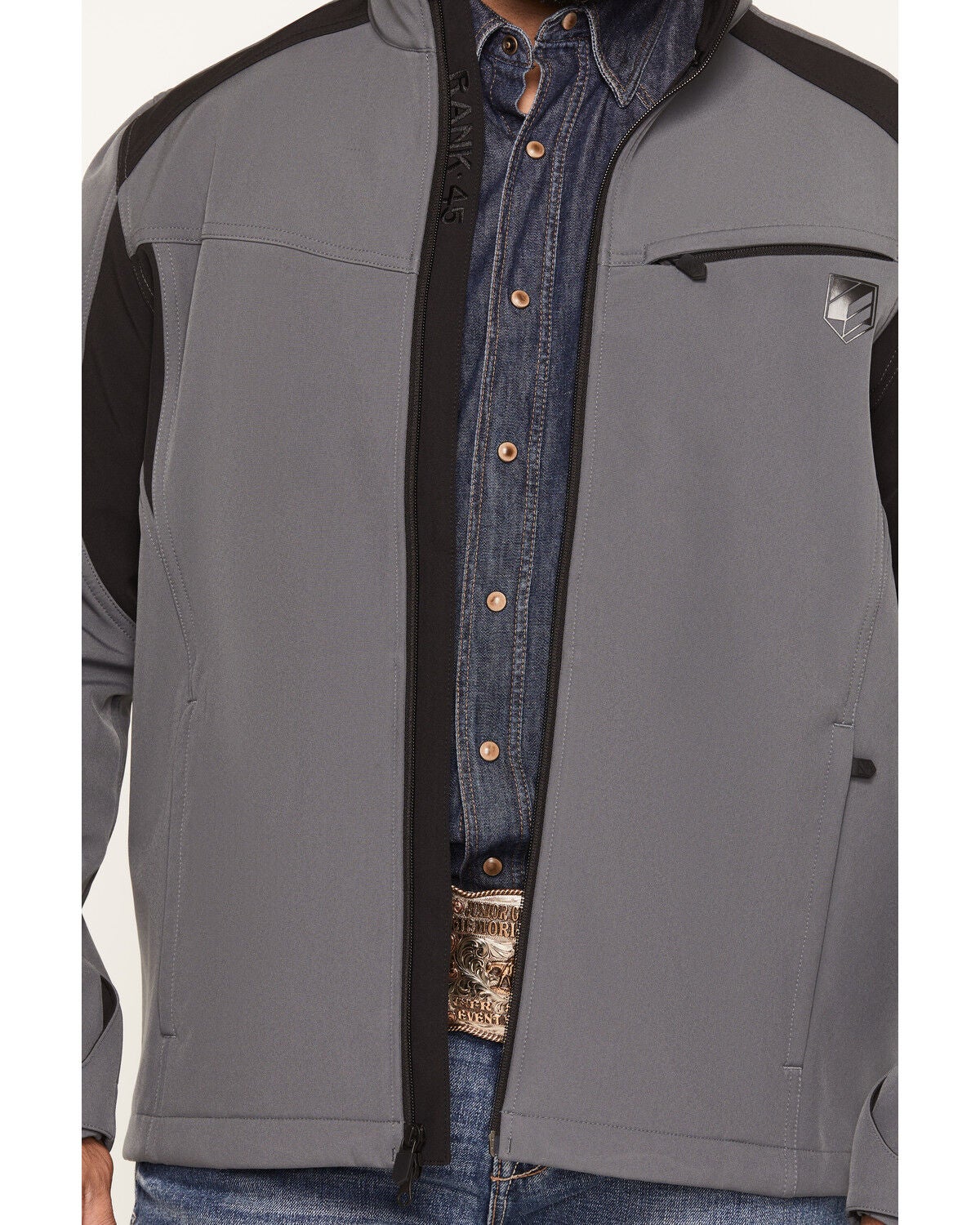 Image #3 - RANK 45&reg; Men's Lancaster Solid Softshell Jacket, Charcoal, hi-res