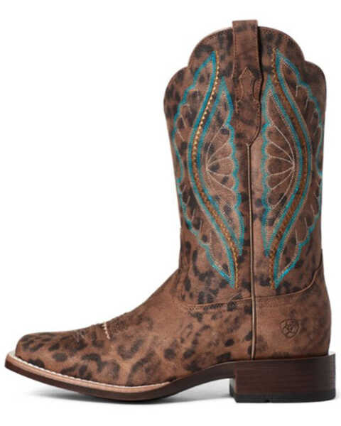 Image #3 - Ariat Women's Leopard Primetime Western Performance Boots - Broad Square Toe, Brown, hi-res