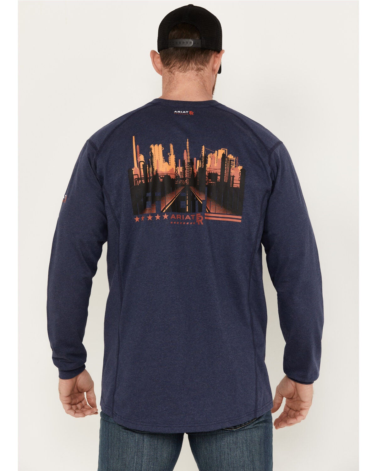 Image #1 - Ariat Men's Rebar FR Air Refinery Henley Long Sleeve Work Shirt - Tall, Navy, hi-res