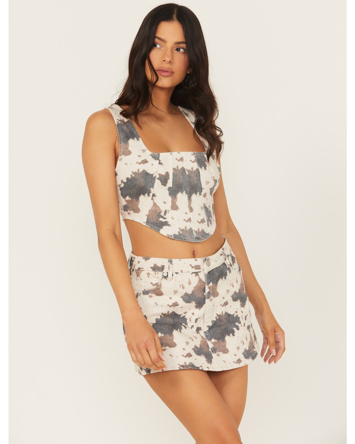 Blue B Women's Cow Print Bustier, Multi, hi-res