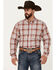 Image #1 - Cinch Men's Plaid Print Long Sleeve Button-Down Western Shirt, Red, hi-res
