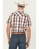 Image #4 - Moonshine Spirit Men's Memphis Plaid Print Short Sleeve Snap Western Shirt, Burgundy, hi-res