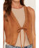 Image #3 - Fornia Women's Boot Barn Exclusive Faux Suede Fitted Lace Vest, Camel, hi-res