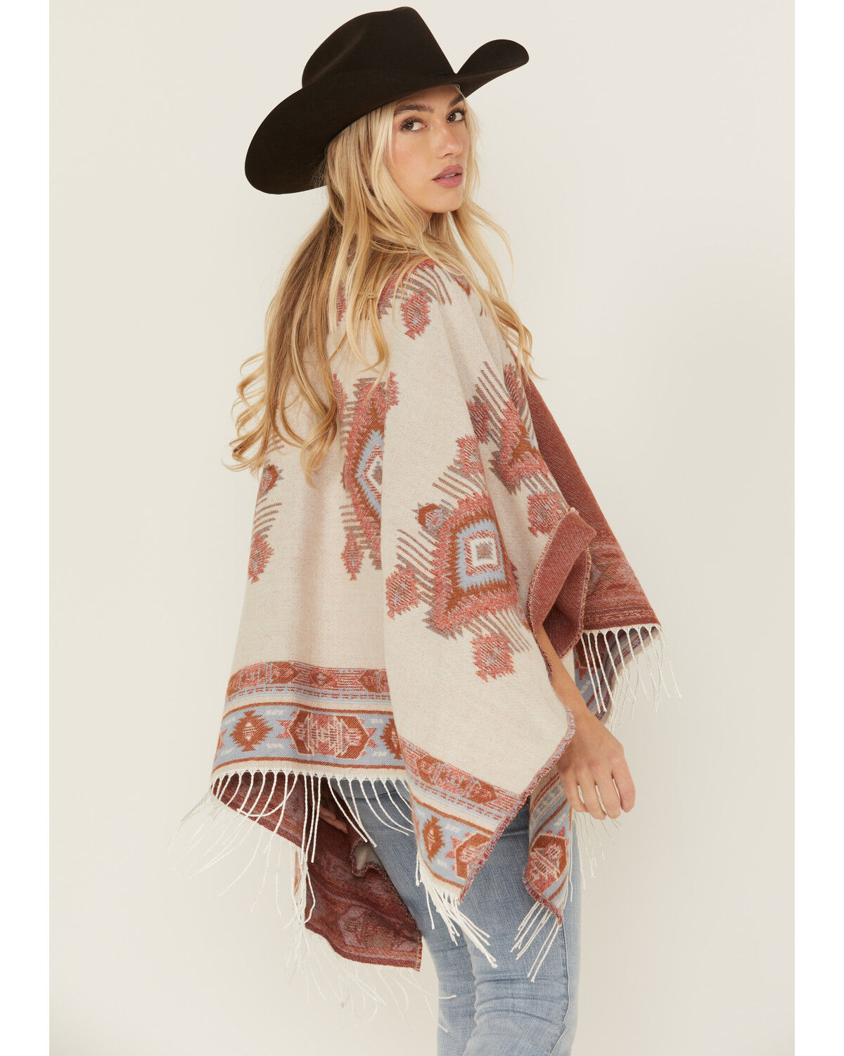 Image #4 - Idyllwind Women's Austin Southwestern Print Fringe Shawl, Ivory, hi-res