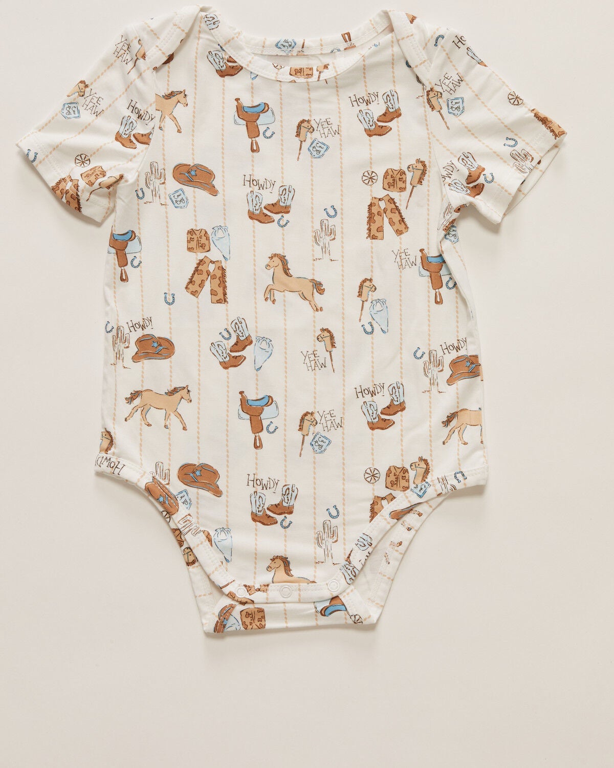 Angel Dear Infant Boys' Cowboy Nursery Short Sleeve Onesie, White, hi-res