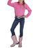 Image #2 - Roper Girls' Solid Long Sleeve Snap Western Shirt, Pink, hi-res