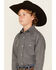 Image #2 - Panhandle Boys' Geo Print Long Sleeve Snap Western Shirt, Black, hi-res