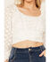 Image #3 - Beyond The Radar Women's Floral Lace Tie Back Long Sleeve Top, White, hi-res