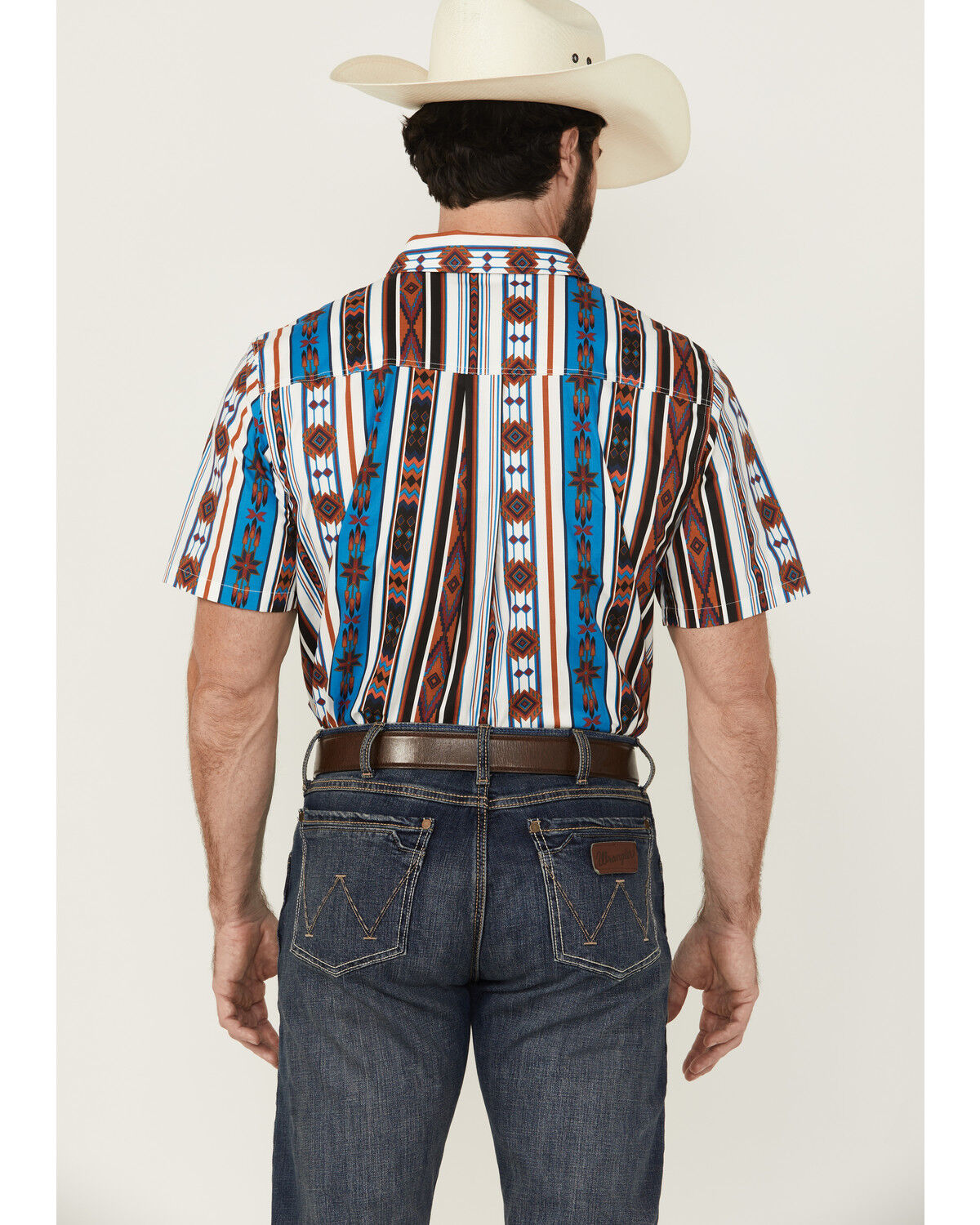 Image #4 - RANK 45® Men's Dylon Southwestern Striped Print Short Sleeve Button-Down Stretch Western Shirt, Multi, hi-res