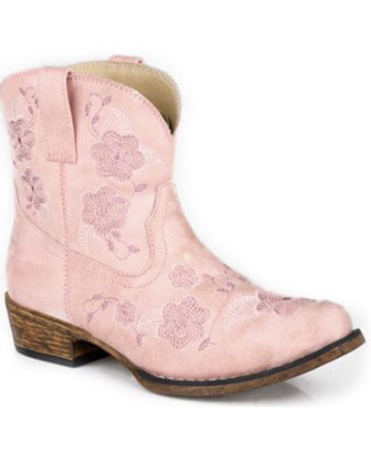 Image #1 - Roper Little Girls' Blossom Western Boots - Snip Toe, Pink, hi-res